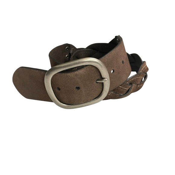 VTG Genuine Leather Braided Belt Brown Stitch Detail Boho Western Style Size S - Picture 5 of 16